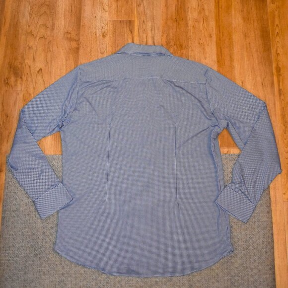 Mizzen+Main Trim Fit Blue/White Gingham Button Front Shirt Sz XL - Picture 2 of 3